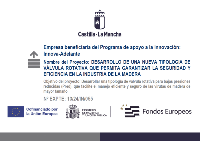 Proyecto vávula rotativa madera Castilla-La Mancha innovación